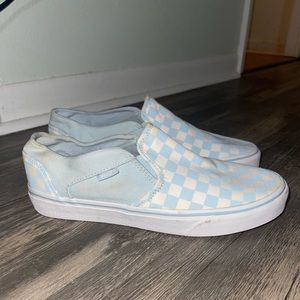Blue and white checkered vans
